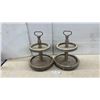 Image 1 : Two-Tier Rustic Wood Serving Trays with Metal Handles, Set of Two