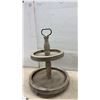 Image 5 : Two-Tier Rustic Wood Serving Trays with Metal Handles, Set of Two