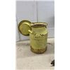 Image 2 : Vintage Yellow-Painted Metal Milk Can, Foldable Metal Table & Small Shovel