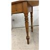 Image 2 : Antique Oak Single-Drawer Writing Desk with Turned Legs and Brass Pull, 29 x 47 x 22 1/2"