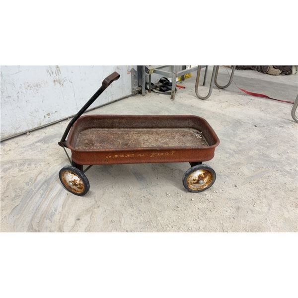 Rusty Radio Flyer Vintage Metal Pull Wagon with Wear