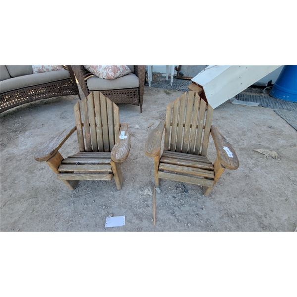 Pair of Wooden Adirondack Chairs for Youth