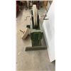 Image 4 : Antique Hand-Crank Grinding Stone with Green Painted Wooden Stand 32 x 35 and Extra Stone