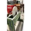 Image 5 : Antique Hand-Crank Grinding Stone with Green Painted Wooden Stand 32 x 35 and Extra Stone