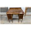 Image 1 : Vintage Walnut Kneehole Writing Desk with Gallery Back and Four Drawers 38 x 36 x 17