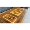 Image 2 : Antique Pine Blanket Chest with Geometric Parquetry Inlay Top, Lock and Key 45 x 23 x 21