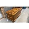 Image 3 : Antique Pine Blanket Chest with Geometric Parquetry Inlay Top, Lock and Key 45 x 23 x 21
