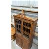 Image 2 : Georgian Style Mahogany Bookcase Cabinet with Fretwork Glass Doors and Pediment 16 x 32 x 71
