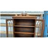 Image 4 : Georgian Style Mahogany Bookcase Cabinet with Fretwork Glass Doors and Pediment 16 x 32 x 71