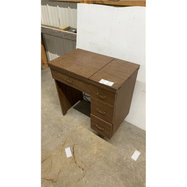 Piedmont Model 625 Sewing Machine in Wooden Cabinet with Fold-Out Extensions and Drawers 30 x 31 x