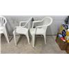 Image 2 : Set of Four White Plastic Patio Armchairs with Slatted Backs