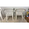Image 3 : Set of Four White Plastic Patio Armchairs with Slatted Backs