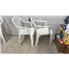 Image 4 : Set of Four White Plastic Patio Armchairs with Slatted Backs
