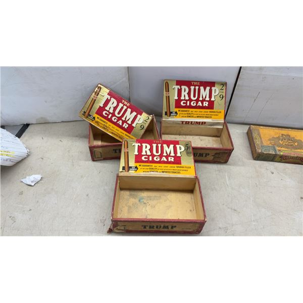 Vintage Cigar Boxes Including Trump, Partagas, White Owl, House of Lords, and More