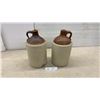 Image 1 : Pair of Antique Two-Tone Stoneware Finger Jugs with Brown Glazed Tops