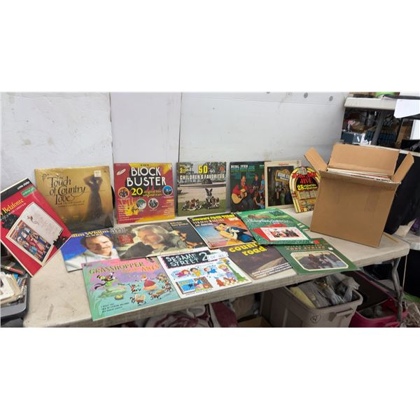 Collection of Vinyl Lp Records Including Country, Children's, and Christmas Albums