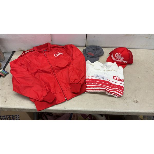 New Vintage Coca-Cola Apparel Lot: Sportswear Jacket, Polo Shirt, and Two Hats