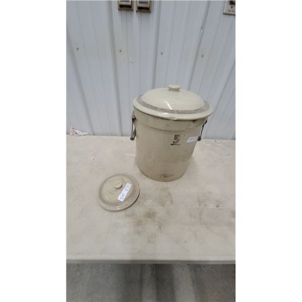 Medalta Potteries 5 Imperial Gallon Stoneware Crock with Lid and Extra Lid 1gal.