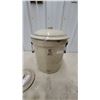 Image 2 : Medalta Potteries 5 Imperial Gallon Stoneware Crock with Lid and Extra Lid 1gal.