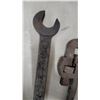 Image 5 : Vintage Hand Tire Pumps, Ih Open-End Wrench, Pipe Wrench, Ball Peen Hammer, Pliers, Forge Tongs and