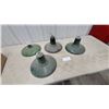 Image 1 : Vintage Green Porcelain Enamel Industrial Barn Light Shades, Lot of Four