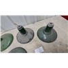 Image 2 : Vintage Green Porcelain Enamel Industrial Barn Light Shades, Lot of Four