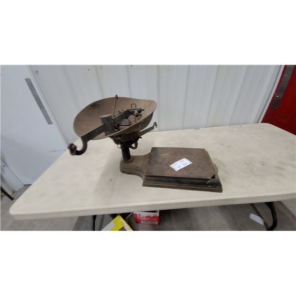 Antique Cast Iron Fairbanks Platform Scale with Scoop Pan and Balance Beam Arm