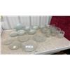 Image 1 : Clear Pressed Glass Dinnerware Set with Floral Pattern, Plates, Bowls, Mugs, 40 and More Pieces