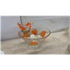 Image 2 : Pyrex Glass Bakeware, Vintage Chip and Dip Set with Orange Leaf Design, White Baking Dishes, and