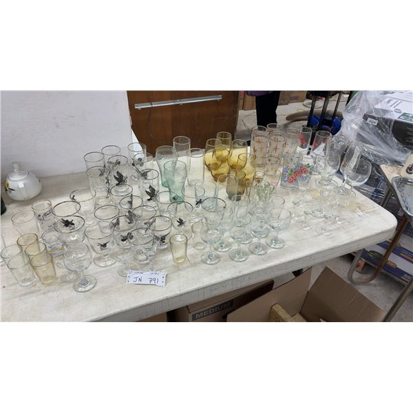 Assorted Glassware Collection, Stemware, Tumblers, and More