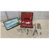 Image 1 : Stainless Steel Flatware Set with Carving Set and Assorted Spoons and Knives