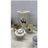 Image 3 : Collection of Porcelain Teapots, Cups and Saucers, Floral Plates, Vase, and More
