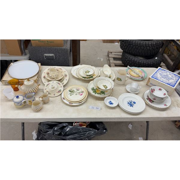 Assorted China: Johnson Brothers Lynmere, Enoch Wedgwood Blue Rose Ironstone Dinnerware and More