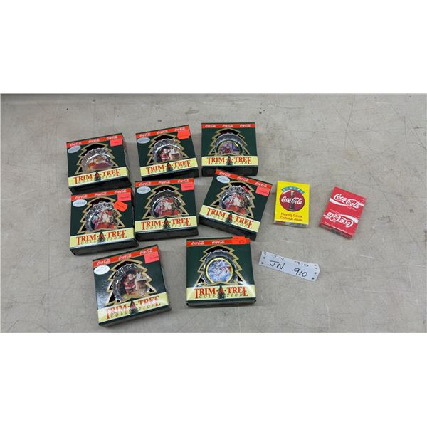 Coca-Cola Trim-A-Tree Collection Christmas Ornaments and Playing Cards, Factory Sealed