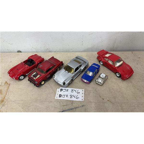 Collection of Six Die-Cast Model Cars Including Shelby Cobra, Porsche 959, Ferrari, and More