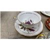 Image 3 : Collection of Vintage Porcelain Teacups and Saucers with Gold Trim and Floral Designs