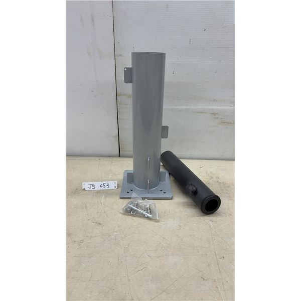Heavy-Duty Steel Pedestal Mount Base with Adjustable Post Sleeve and Hardware Kit