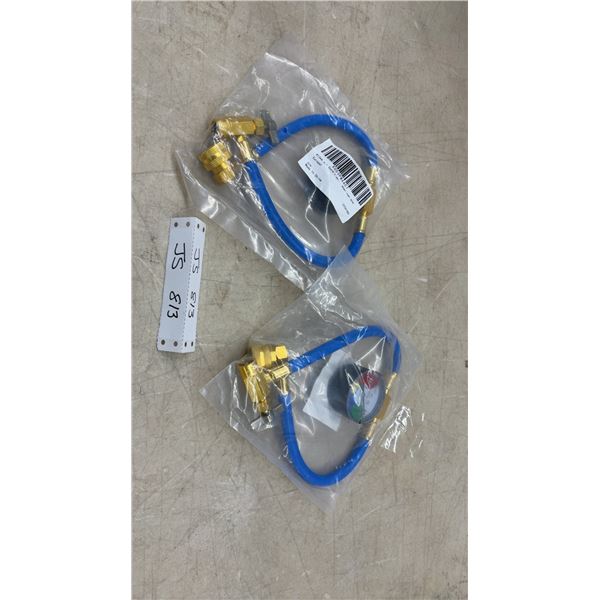 R134A Air Conditioning Refrigerant Recharge Hose Kit with Pressure Gauge, Two Pieces