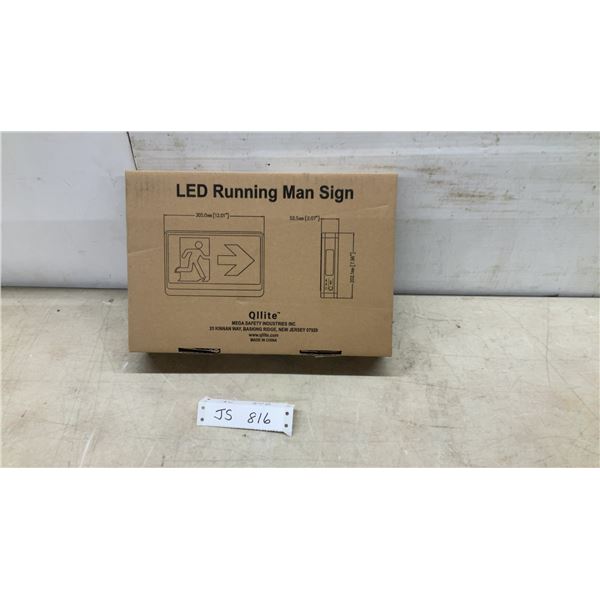 Qlite LED Running Man Exit Sign, 120-347VAC, 12 x 7.96 x 2.07", Double Sided