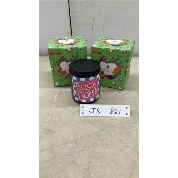 2 New "Back & Body Hurts" Scented Candle in Glass Jar