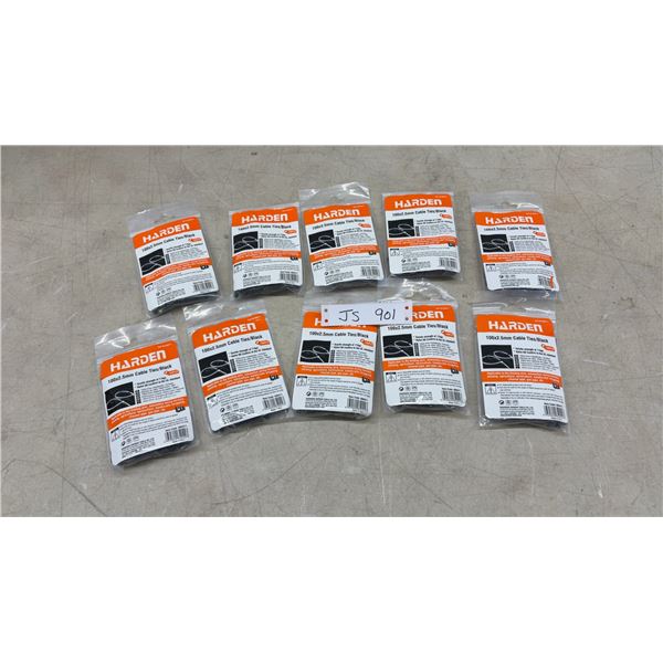 Harden 100 x 2.5mm Black Nylon Cable Ties, 100 Pieces per Package, 10 Packages