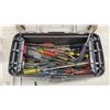 Image 3 : Large Lot of Assorted Screwdrivers, Hex Keys, Hole Saw, Toolbox (Latch Broken) and Aluminum Step