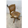 Image 1 : Antique Oak Swivel Banker's Chair with Cast Iron Base and Casters