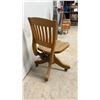 Image 3 : Antique Oak Swivel Banker's Chair with Cast Iron Base and Casters