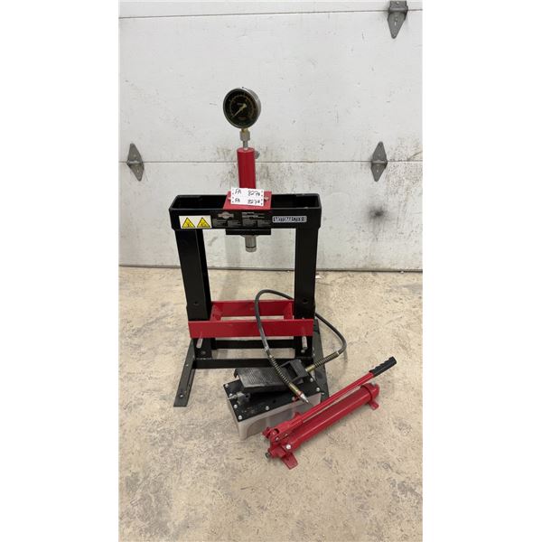 Motomaster Hydraulic Shop Press with Foot Pedal and Hand Pump, 10-Ton Capacity