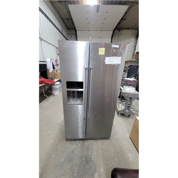 KitchenAid Stainless Steel Side-By-Side Refrigerator with Ice and Water Dispenser 36" Wide Ice