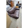 Image 3 : Brown Leather Leather Style 65 " Wide Two-Seat Loveseat