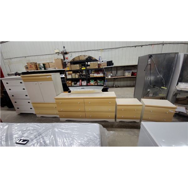 Bedroom Set with Chest of Drawers, 54 x 36 x 16" Nightstand, x2 22 x 22 x 16" and Dresser 30 x 64 x