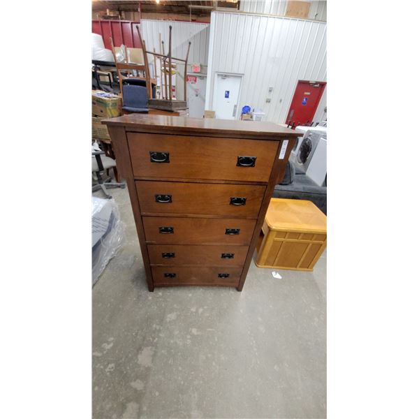 Five-Drawer Chest of Drawers with Black Metal Bail Pulls52 X 36 x 18"