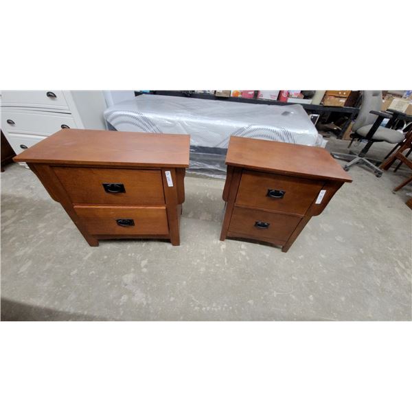 Pair of Nightstands with Two-Door Cabinets and Black Metal Pulls26 X 24 x 16"